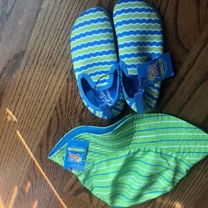 Bring On The Sun Toddler Water shoes Size‎ 9/10 & Toddler Bucket Hat UPF 50+ New